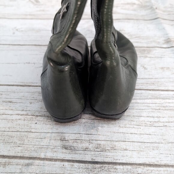 Arnold Churgin Dark Green Leather Slip On Star Embellishment Boots Women Size 37 - Picture 4 of 7